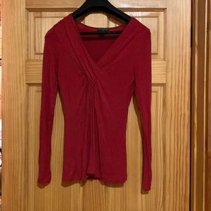 Red long sleeve v cut